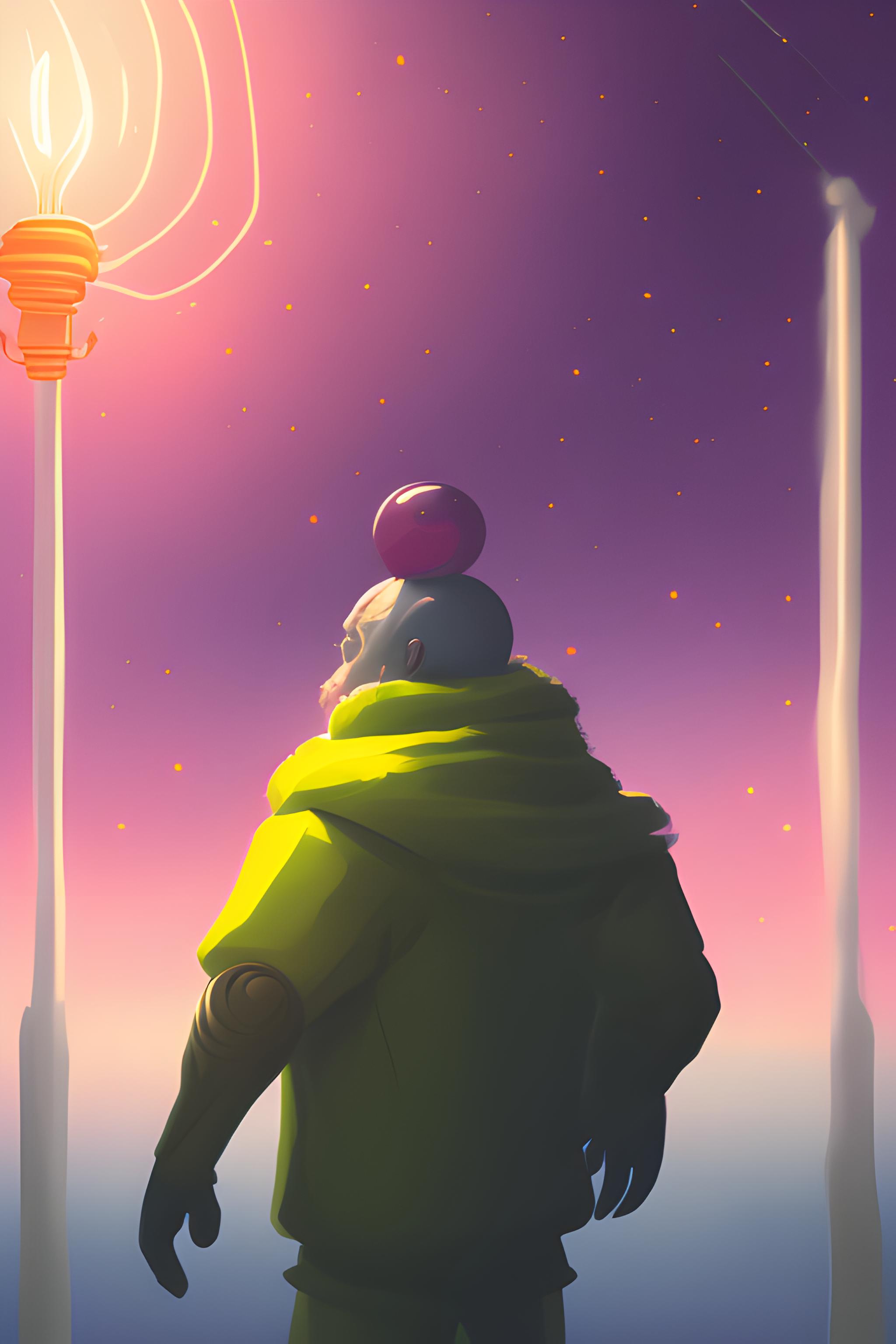 fond d'ecrans vidéo avec un personnage sur fond noit monte sa lampe torche qui fait de la lumier ja…